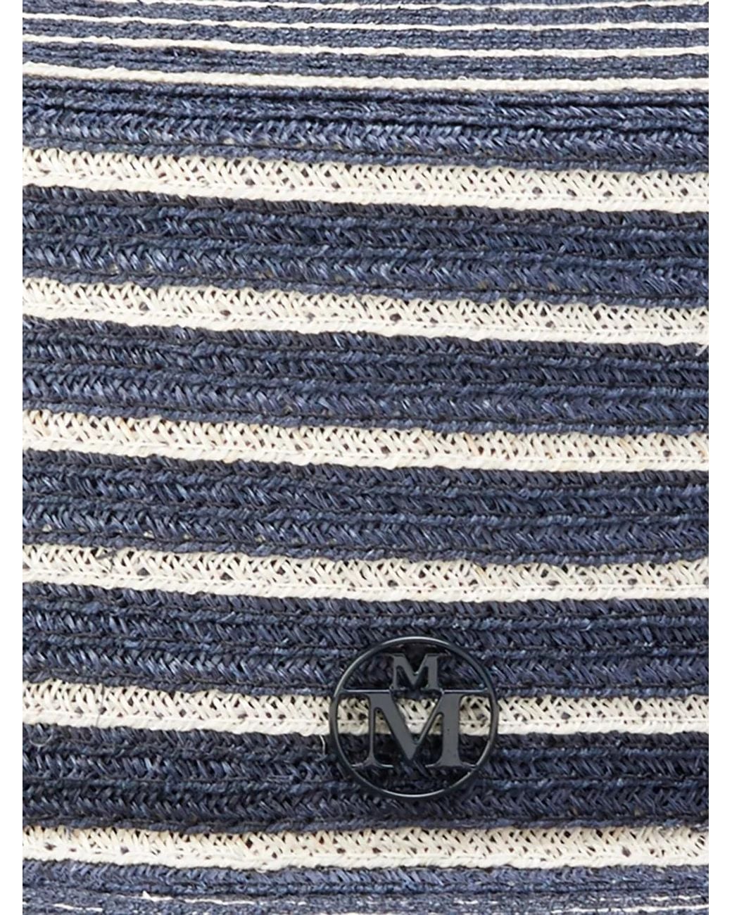 Maison Michel Blue Augusta Striped-Design Hat