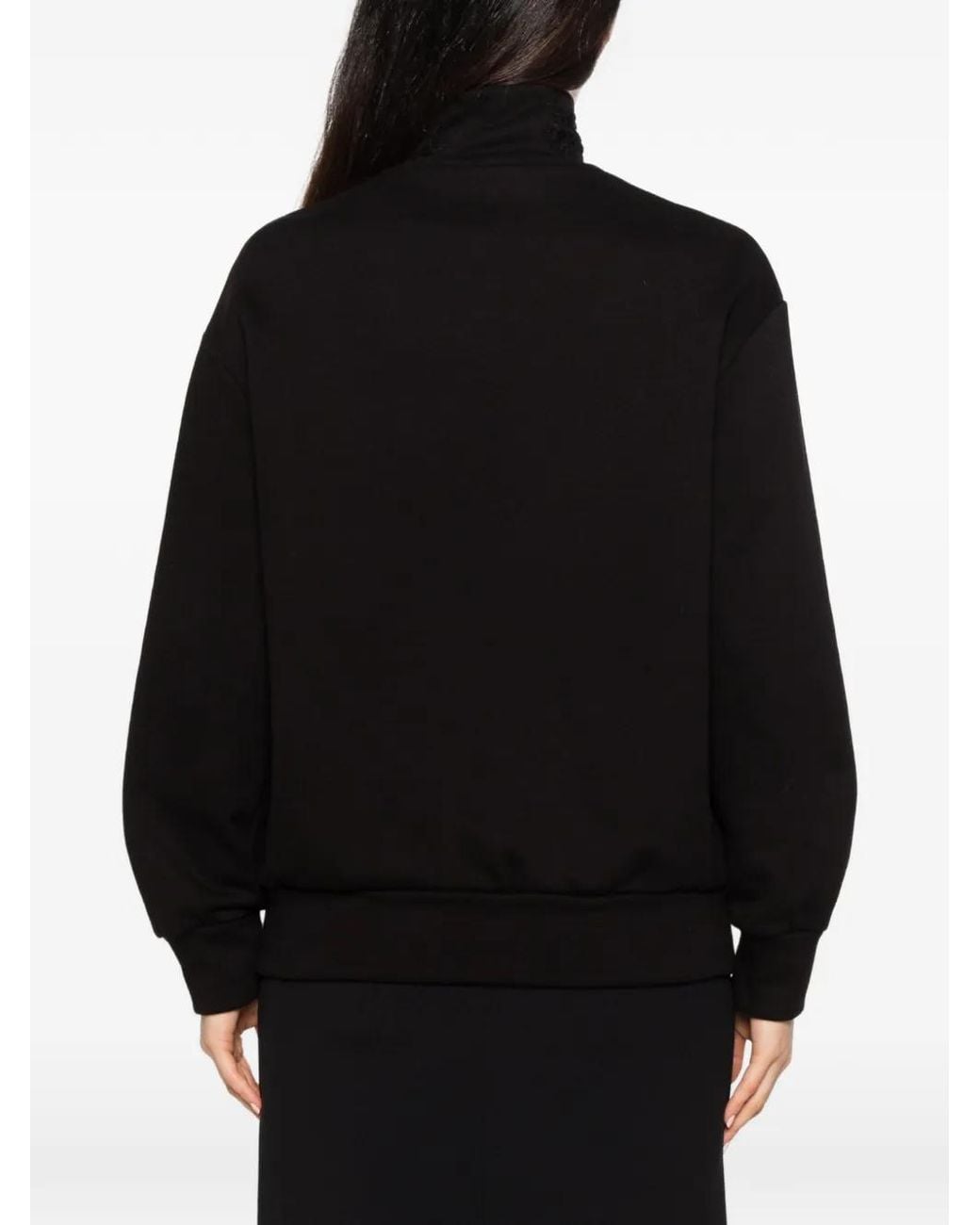 Ermanno Scervino Black Lace-Embroidered Zip-Up Jacket