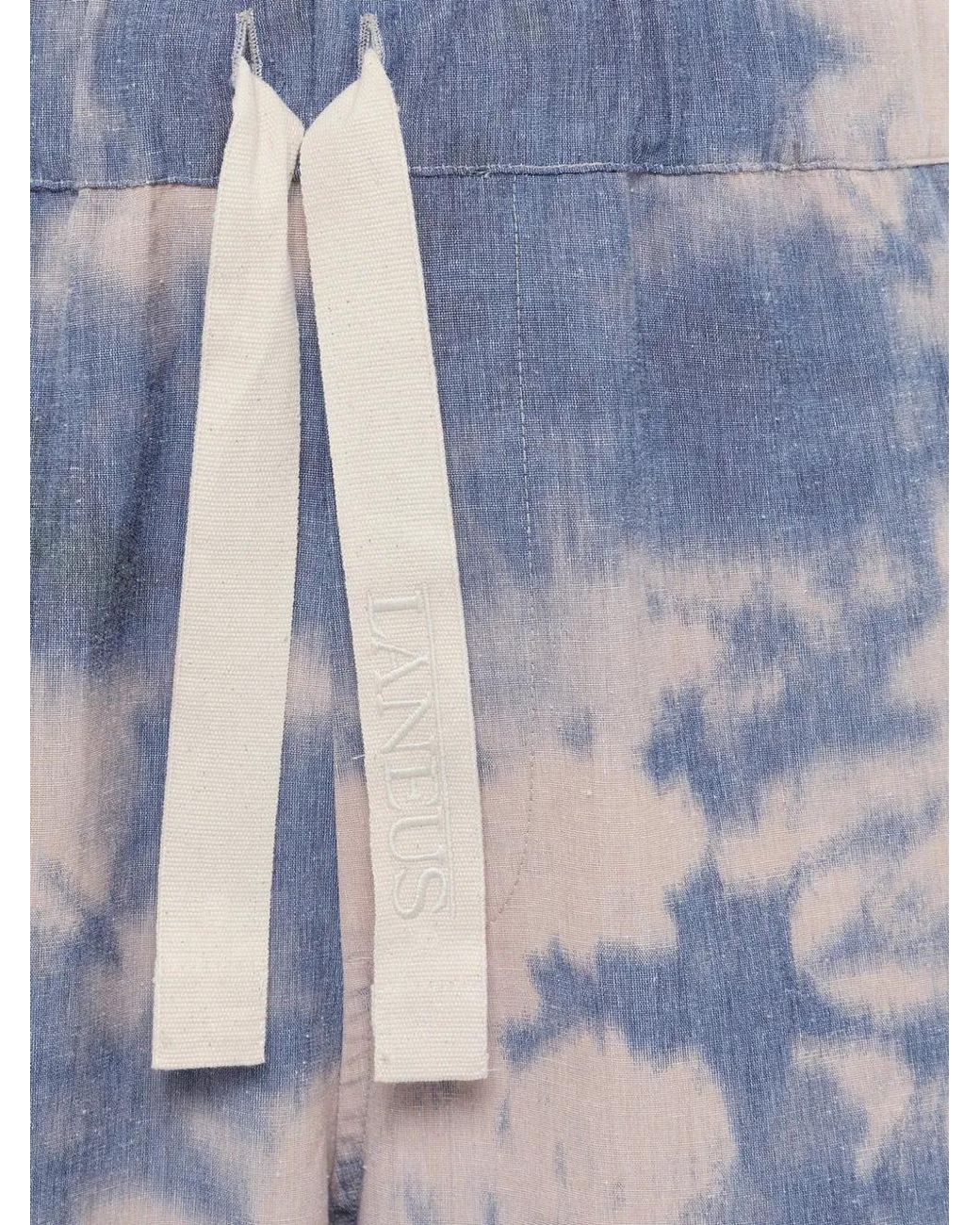 Laneus Blue Tie-Dye Drawstring-Fastening Shorts for men