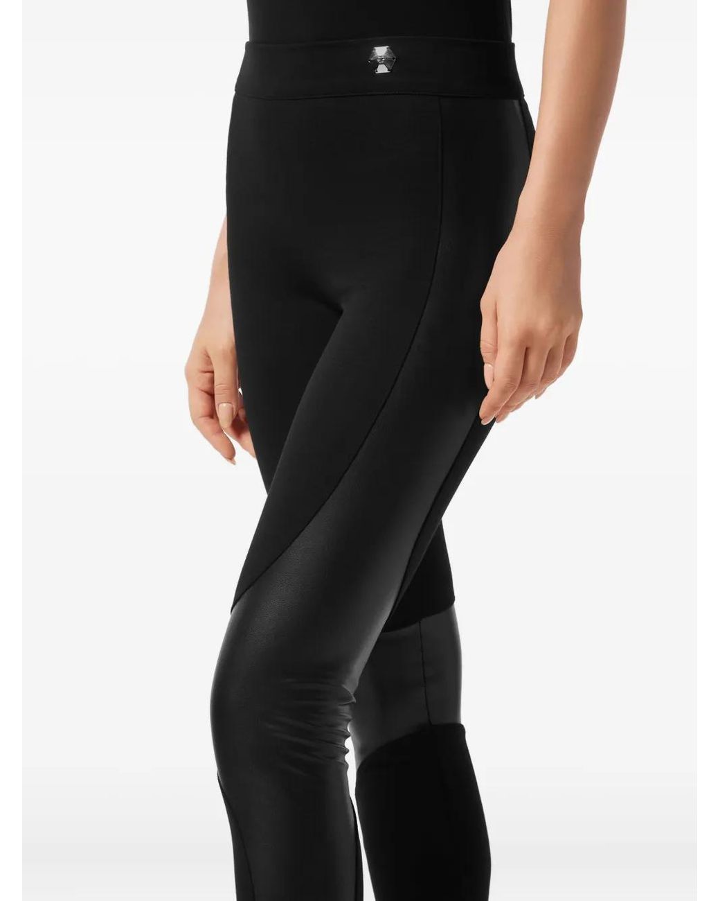 Philipp Plein Black Faux-Leather Leggings