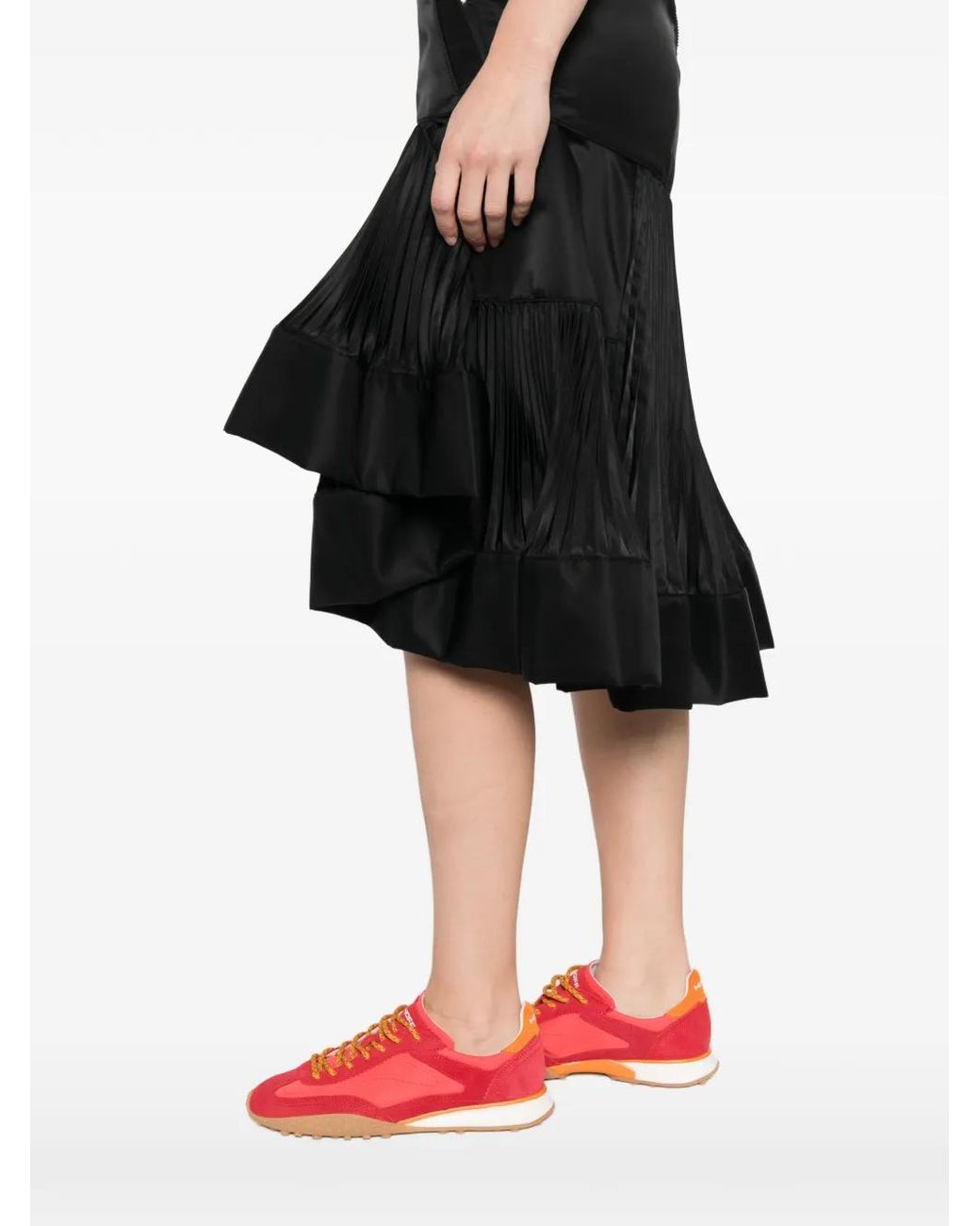 Sacai Midi-Plooirok in het Black