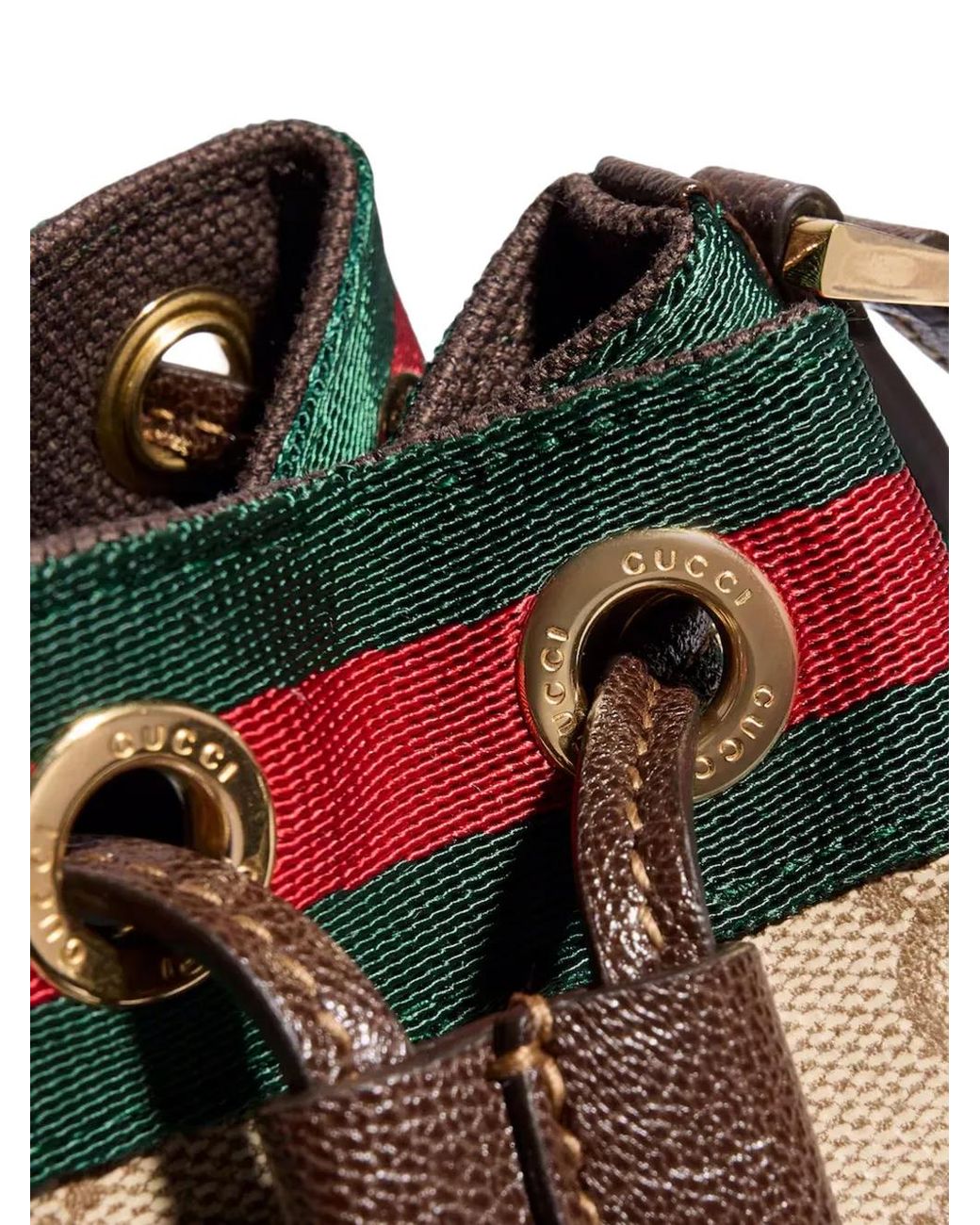 Gucci Natural Mini Gg Supreme Web Bucket Bag