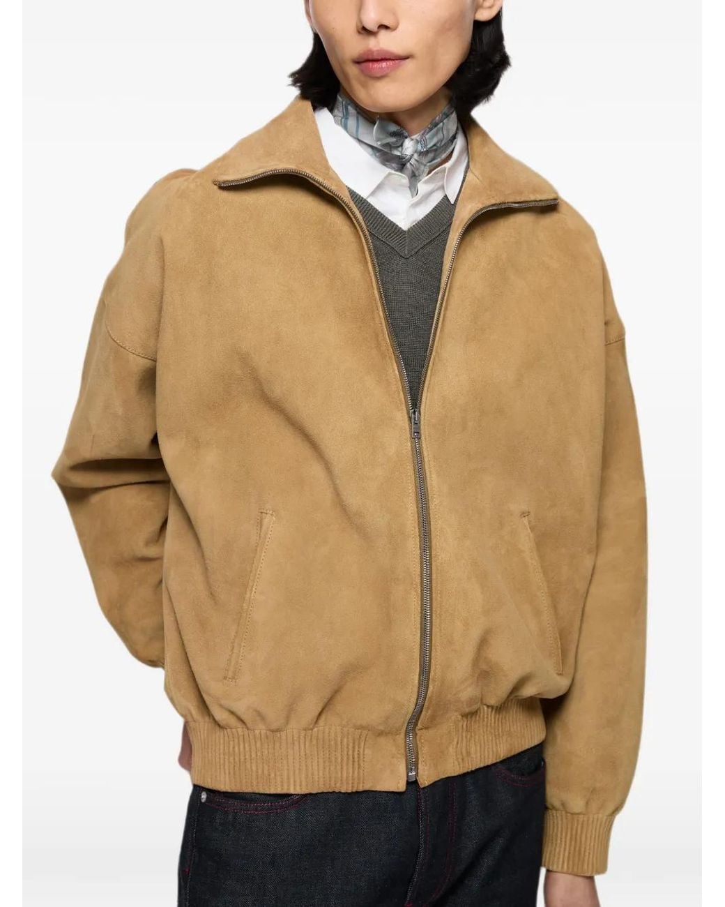 Acne Natural Lamb-Leather Bomber Jacket