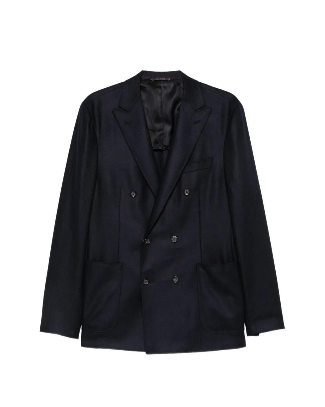 Canali Blue Double-Breasted Peak-Lapels Blazer for men