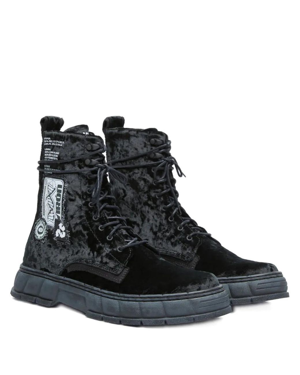 Viron Black Stiefel Aus Samt
