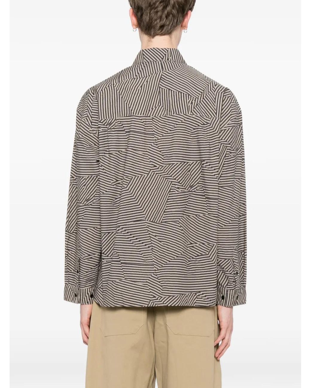 YMC Gray Striped Wray Shirt for men