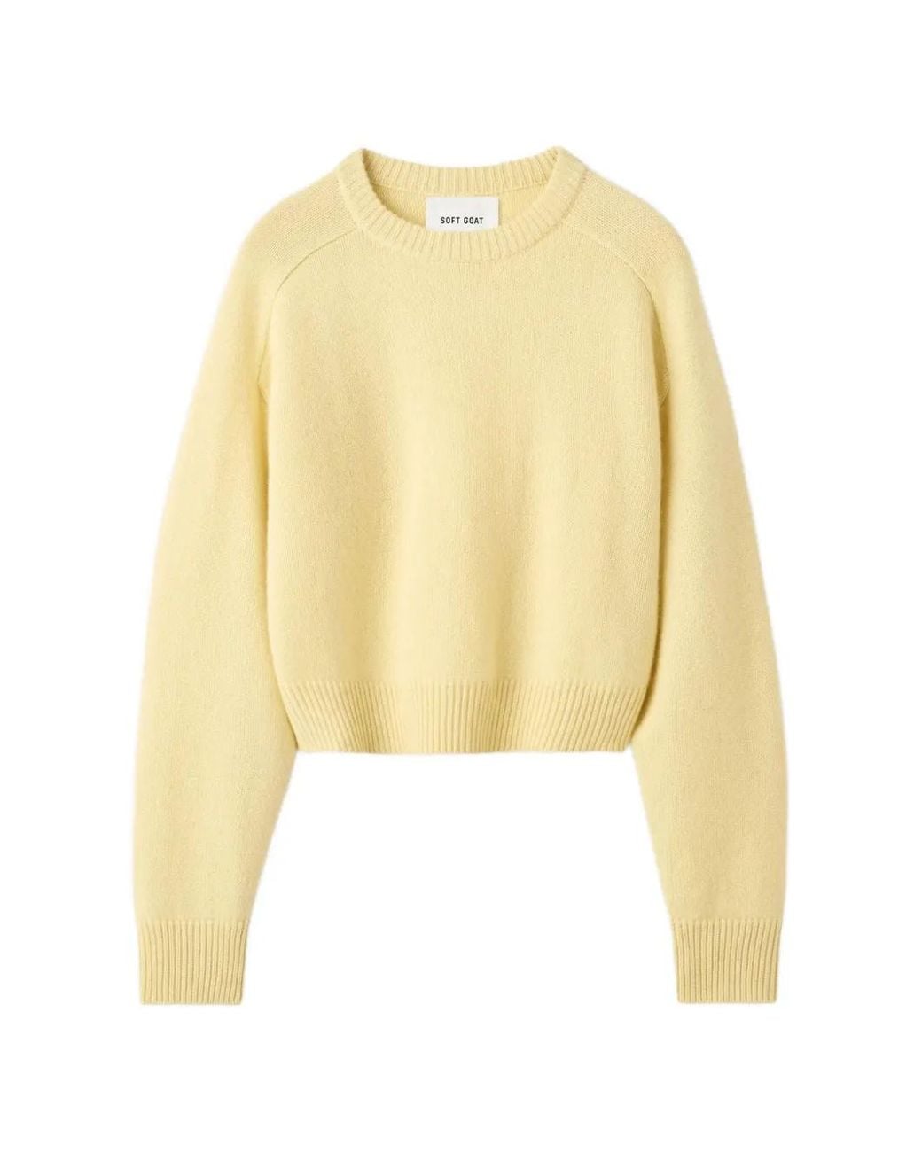 Soft Goat Yellow Cashmere Raglan-Sleeve Knitwear