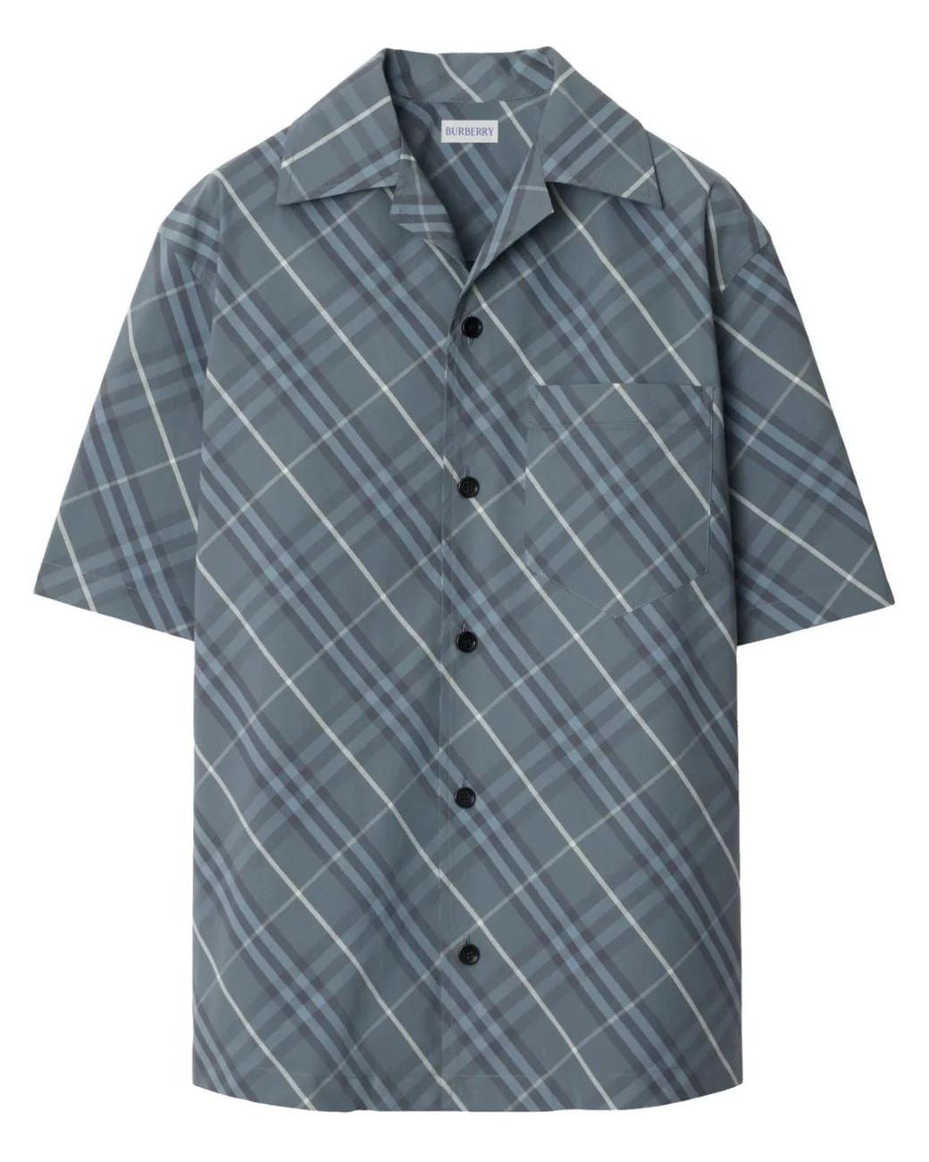 Burberry Blue Relaxed Fit Check Cotton Shirt for men