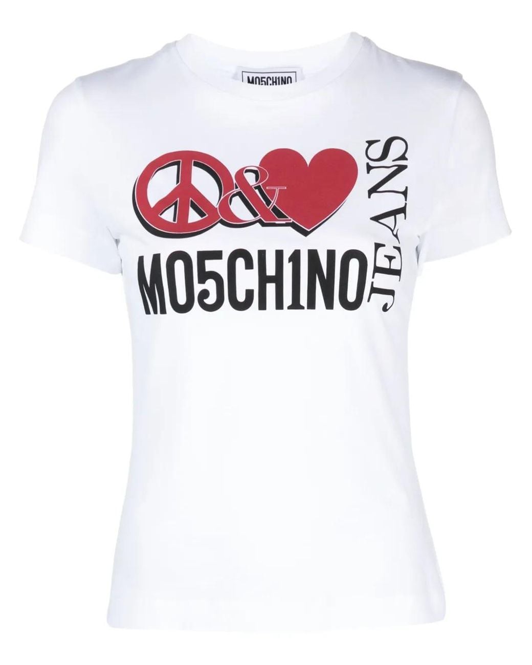 Moschino White Logo-Print Cotton T-Shirt