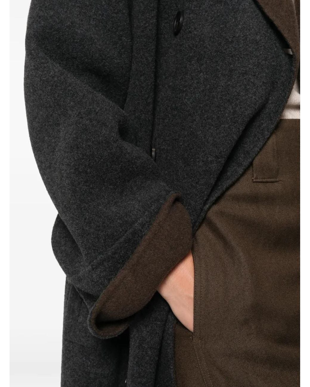 Max Mara Black Double-Breasted Notched-Lapels Coat
