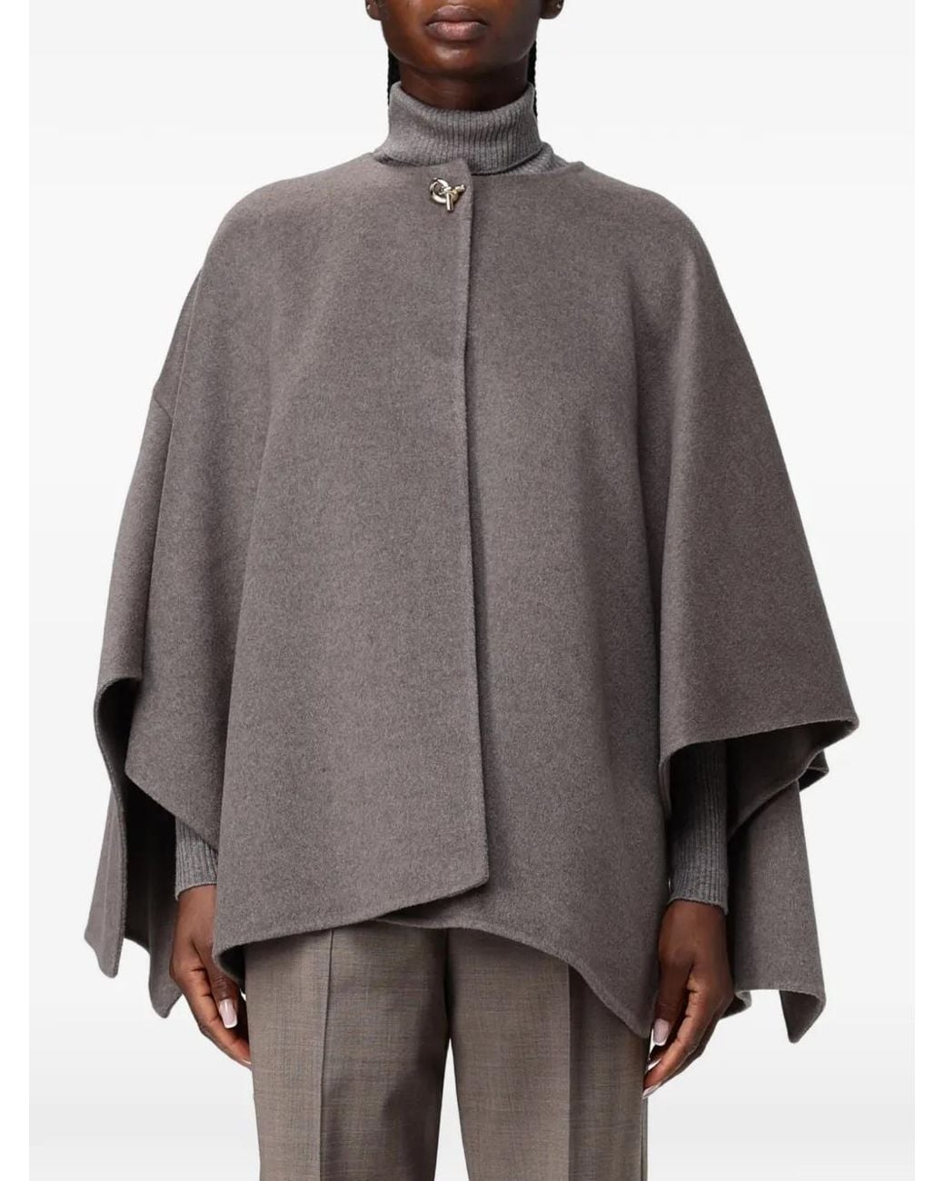 Fabiana Filippi Gray Monili-Embellished Cape Coat
