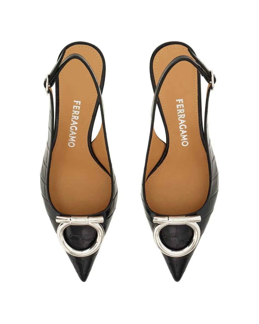 Ferragamo Black Maxi Gancini Slingbacks