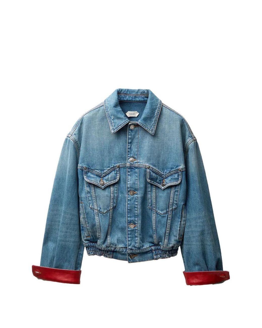 Versace Blue Cuff Collared Jacket