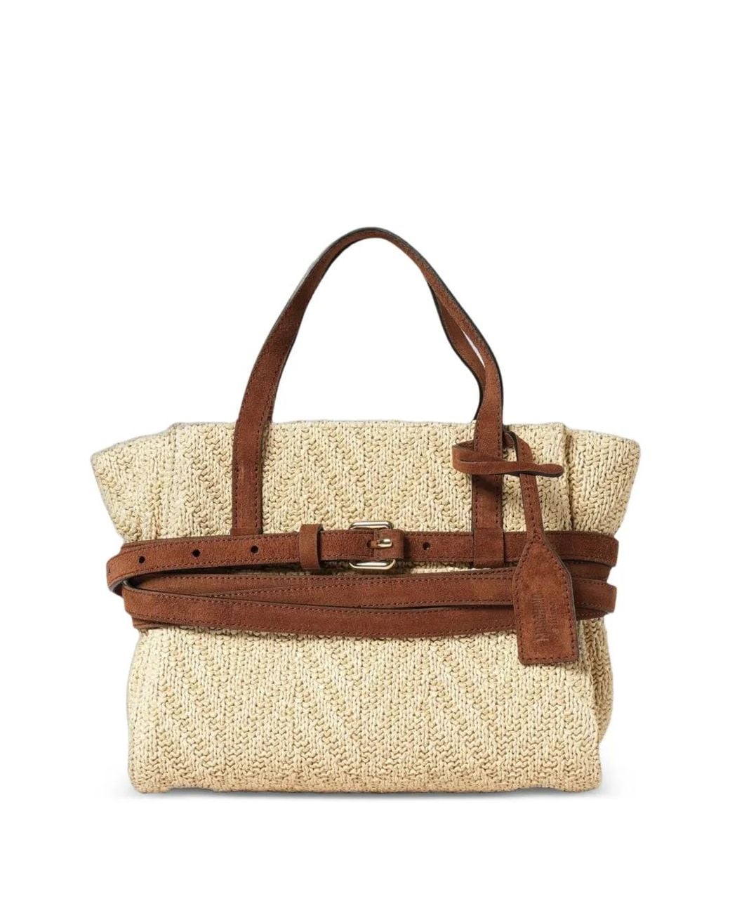 Moschino Metallic Woven-Design Buckle-Detail Shoulder Bag