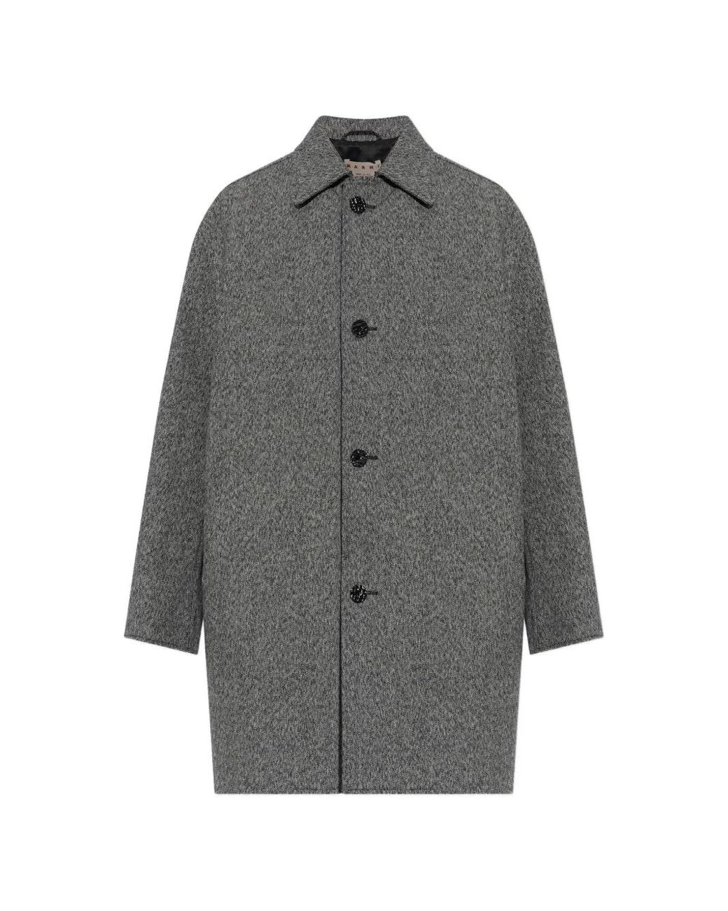 Marni Gray Single-Breasted Cotton Coat for men