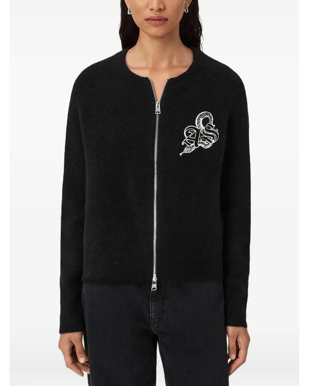 AllSaints Black Jaqueline Logo Cardigan