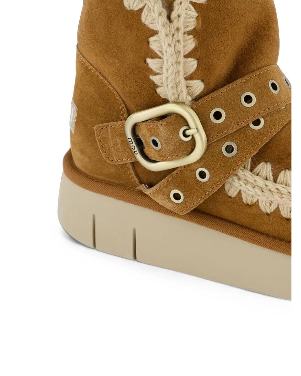 Mou Brown Eskimo Bounce Buckle-Strap Boots