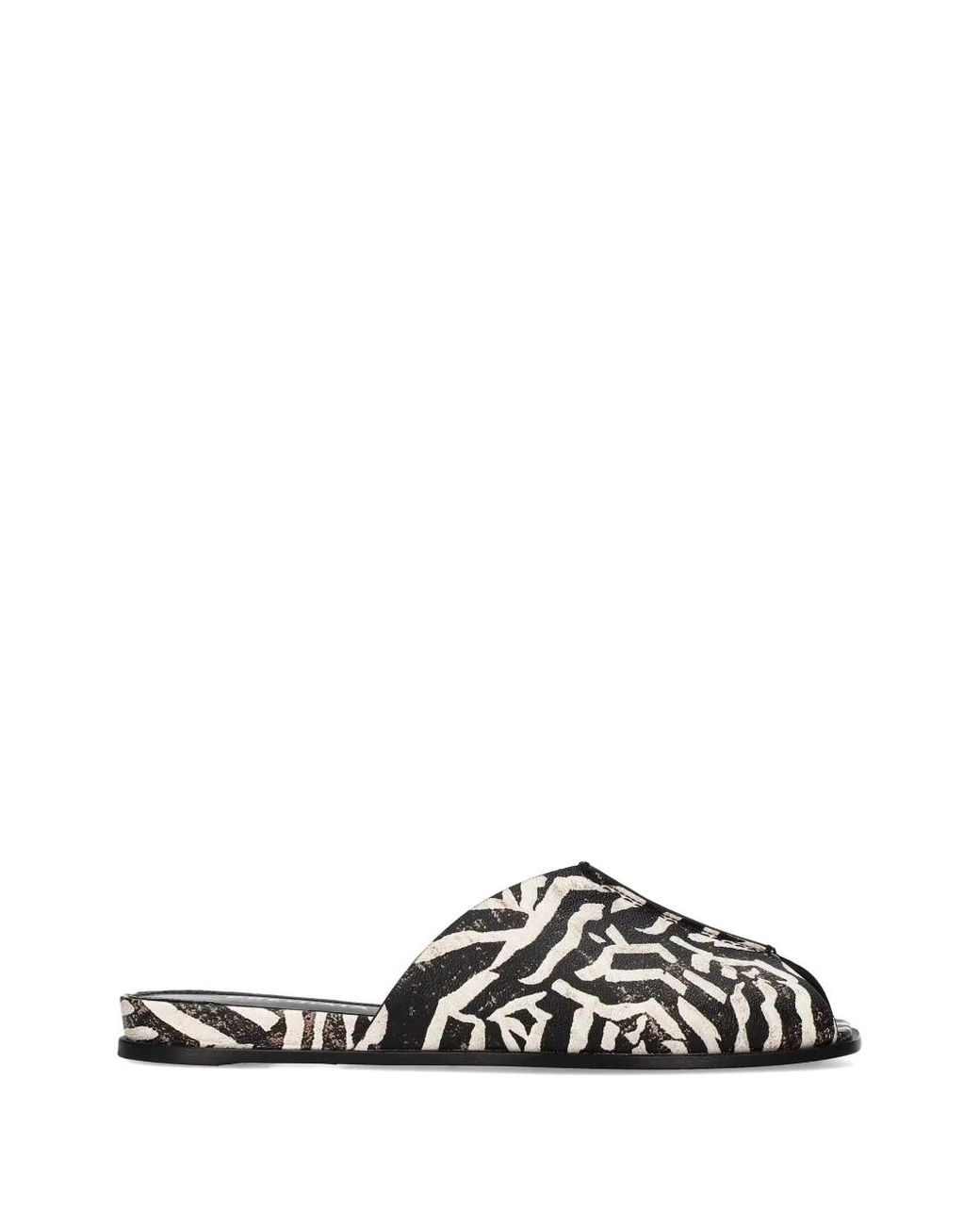 Premiata White Zebra-Print Flat Sandals