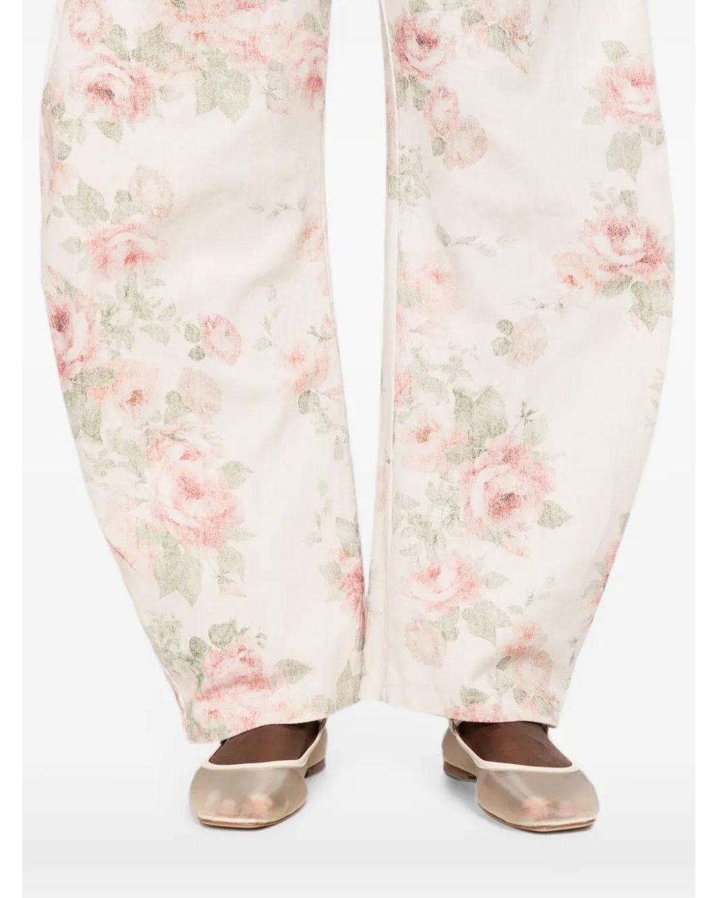 ViCOLO White Floral-Print Trousers