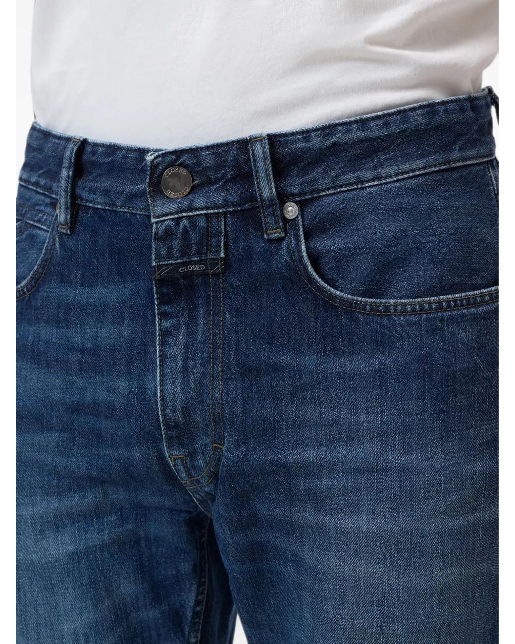 Closed Blue Cooper True Faded-Effect Straight-Leg Jeans for men