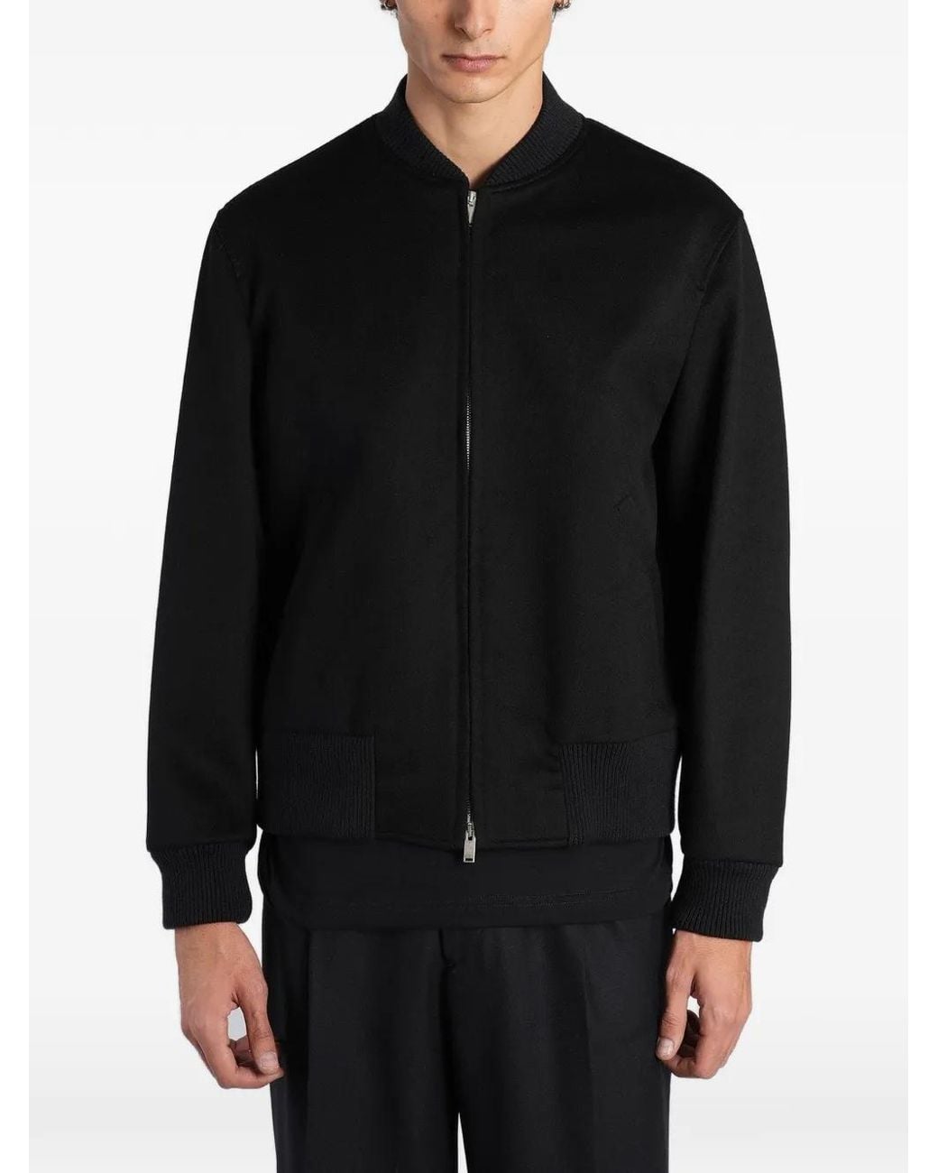 Lardini Black Logo-Patch Bomber Jacket for men