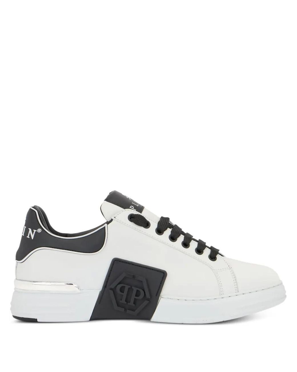 Philipp Plein White Logo Plaque Low-Top Trainers