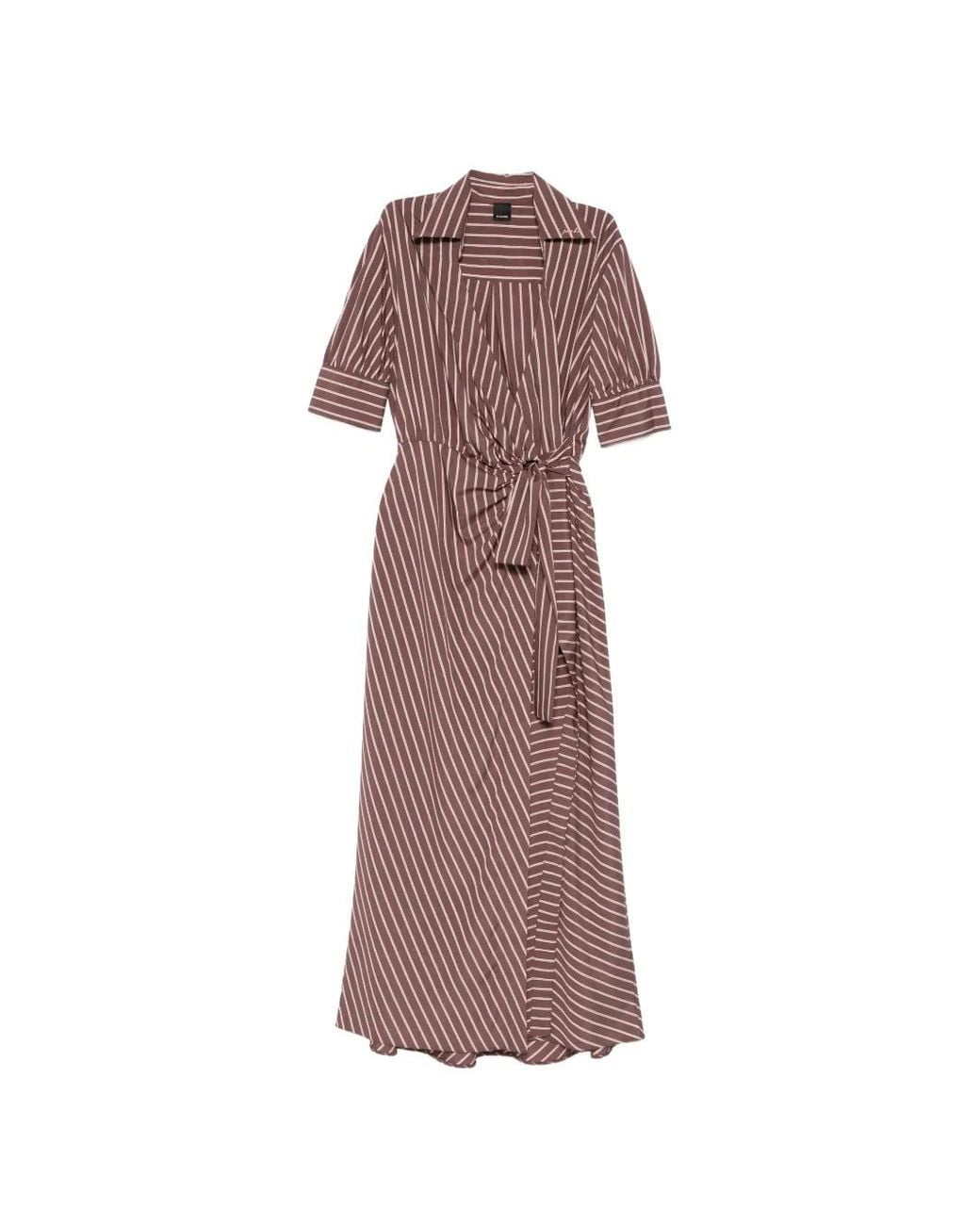 Pinko Pink Striped Open Collar Day Dress