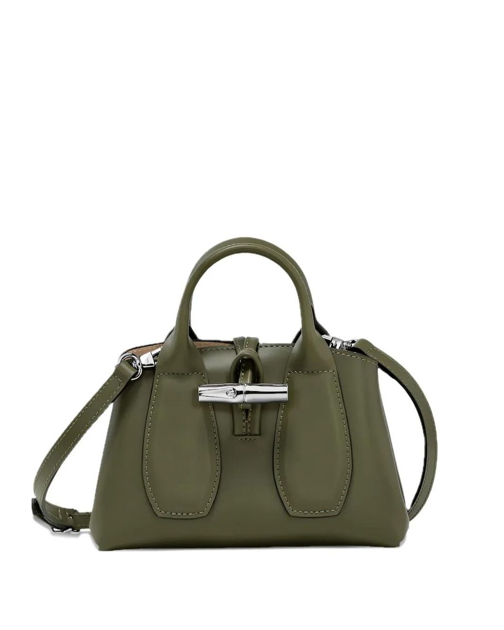 Longchamp Green Top-Handle Leather Shoulder Bag