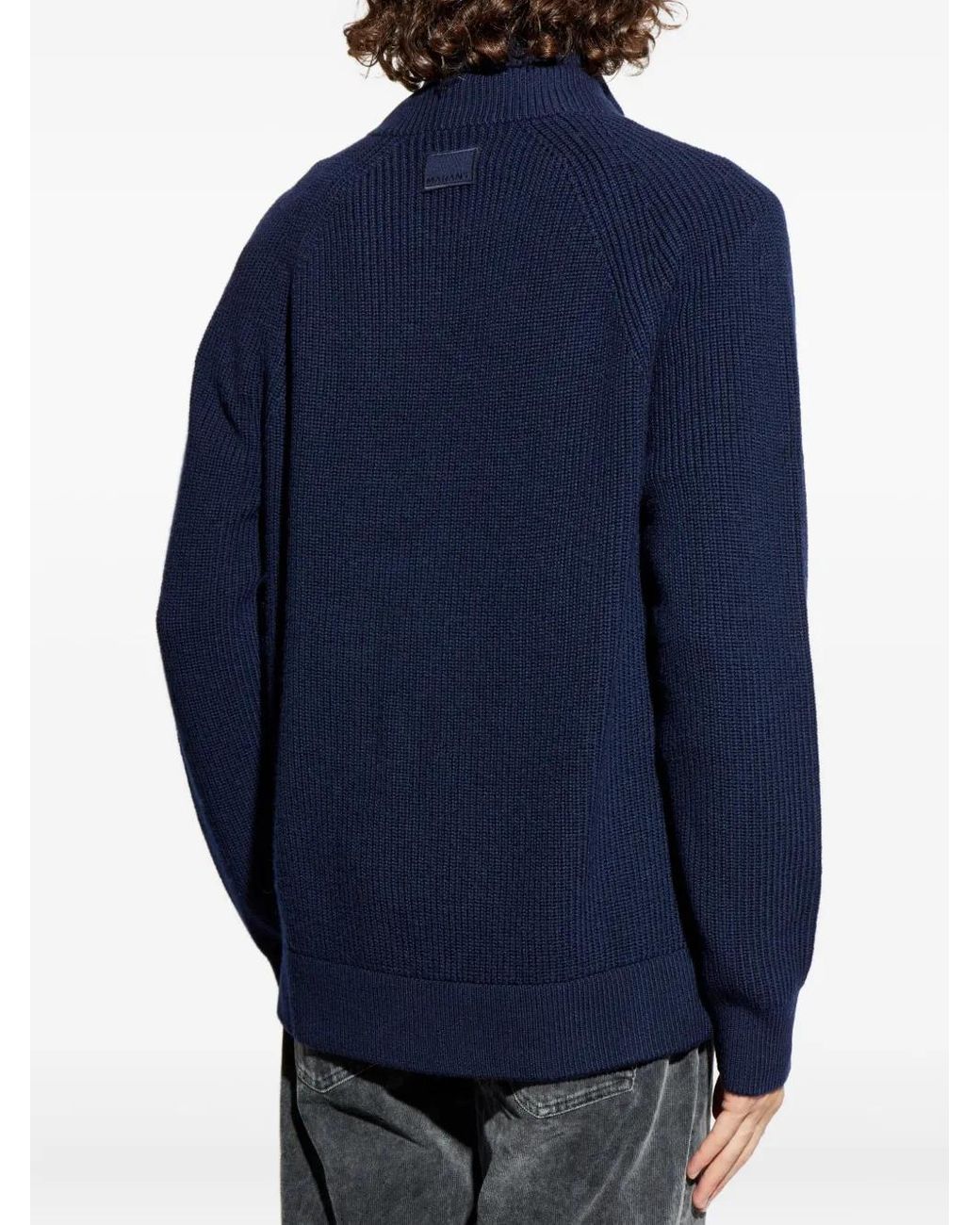 Isabel Marant Blue Ribbed Zip-Up Cardigan for men