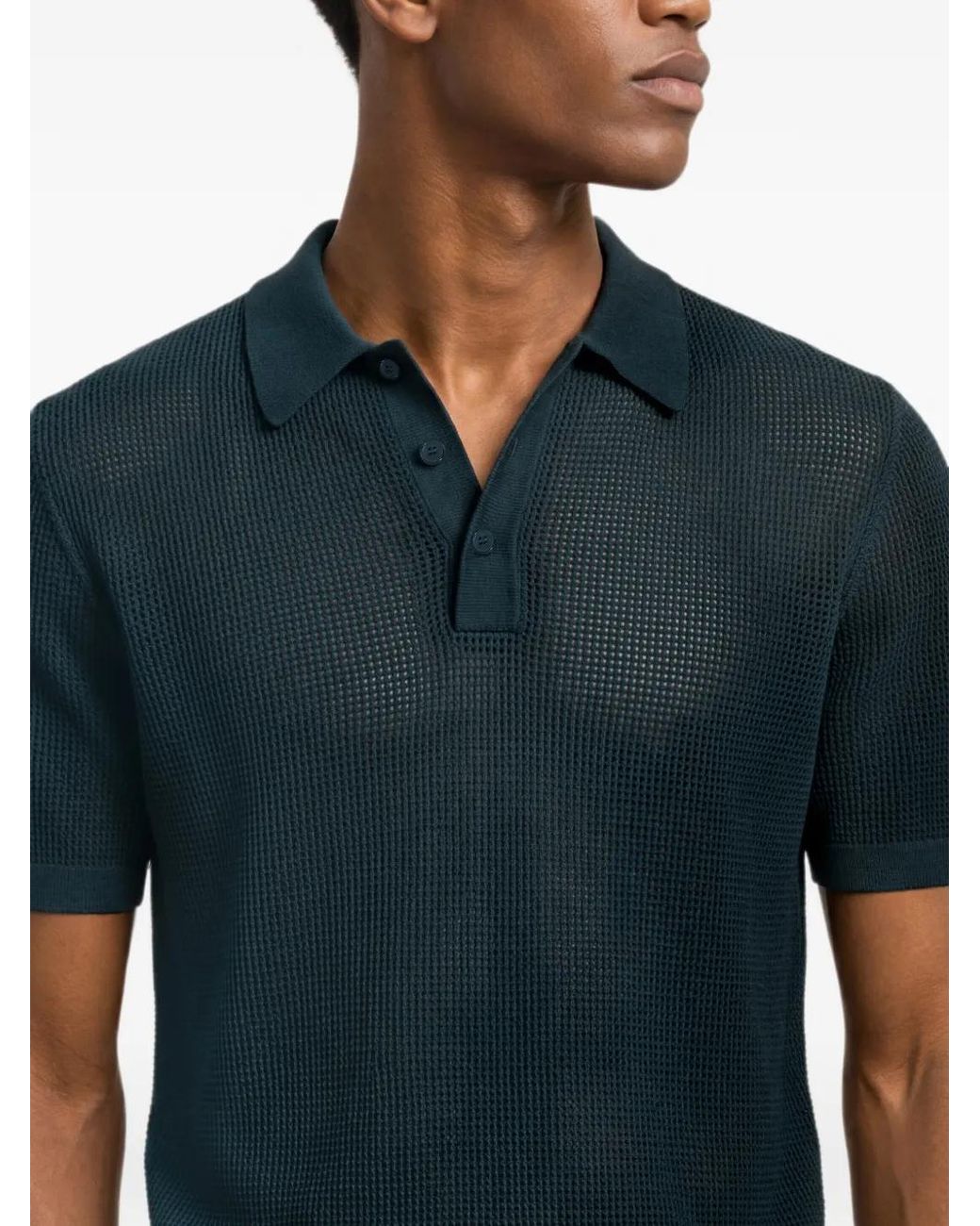 Orlebar Brown Blue Keeling Open-Knit Polo Shirt for men