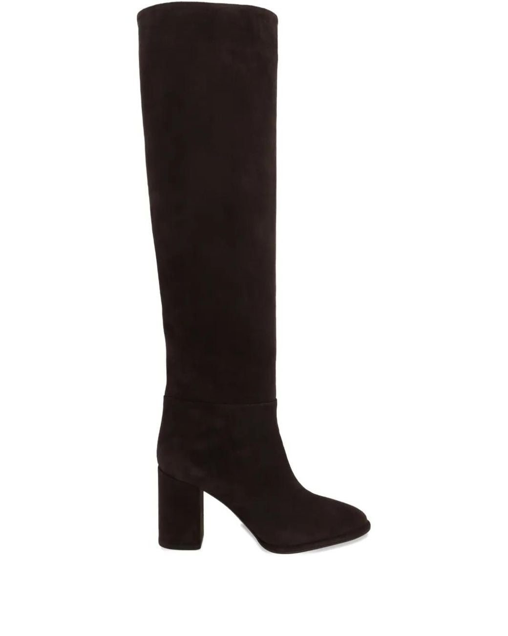 Le Silla Black Block-Heel Suede Knee-High Boots
