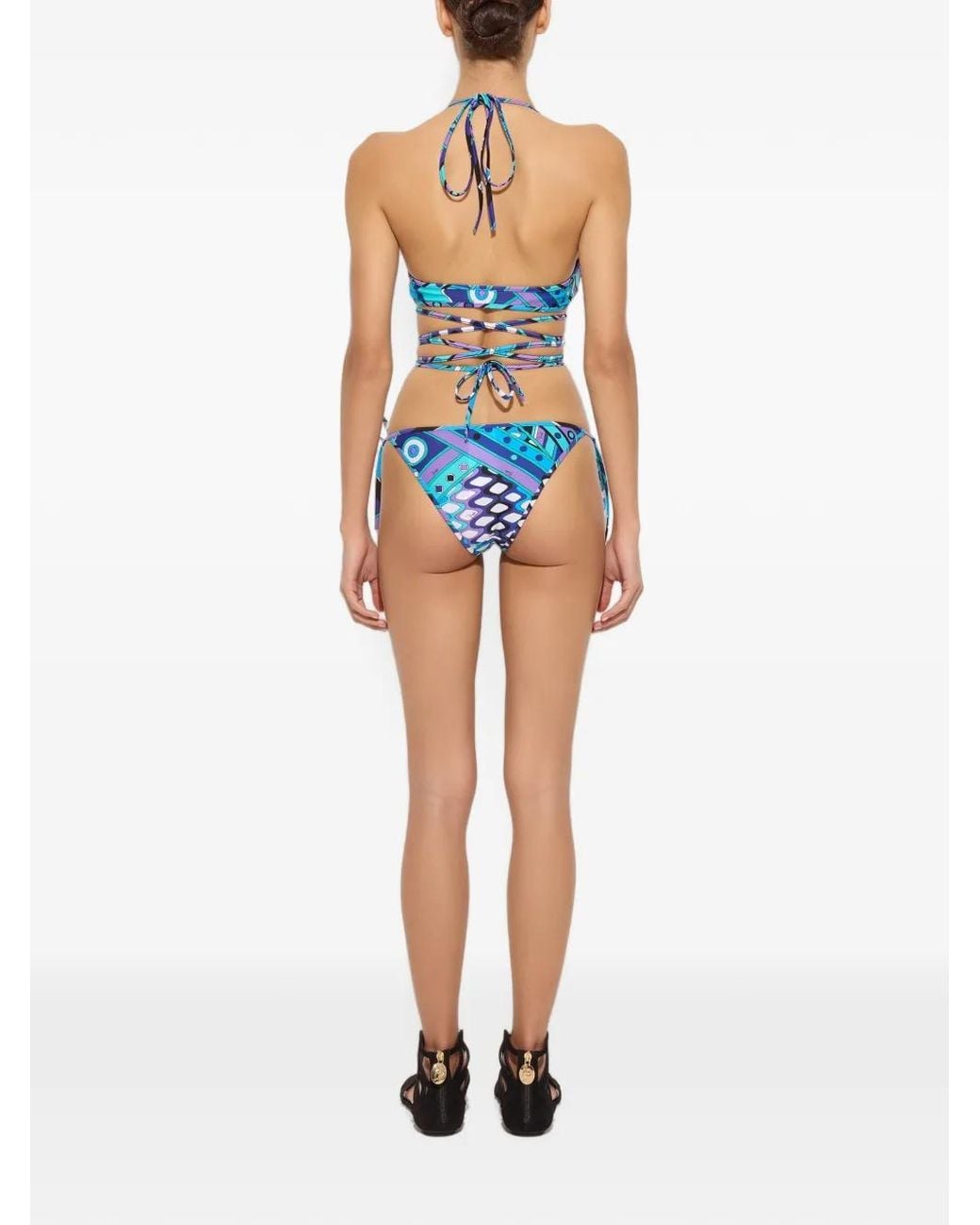 Emilio Pucci Blue Haut De Bikini Triangle À Imprimé Vivara