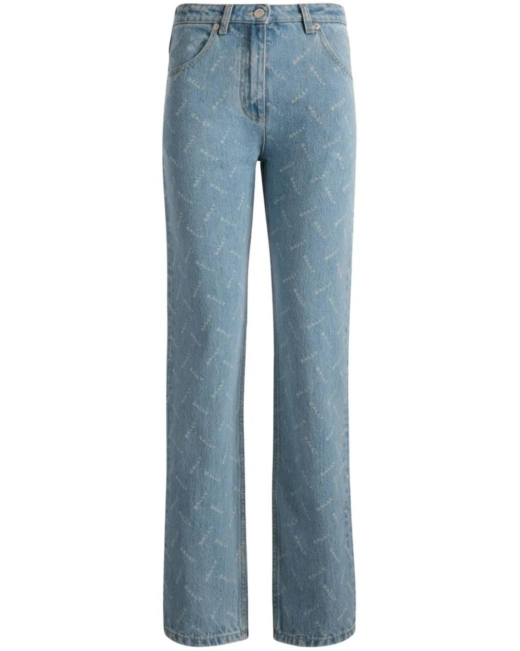 Bally Blue Logo-Print Straight-Leg Jeans
