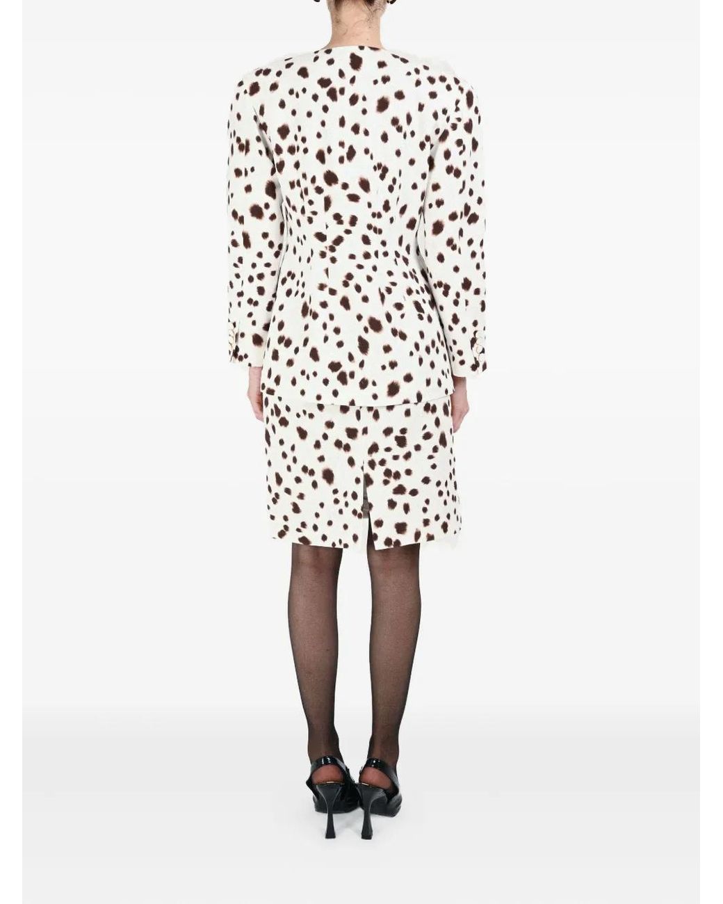 ROWEN ROSE White Dalmatian-Pattern Button-Fastening Jacket