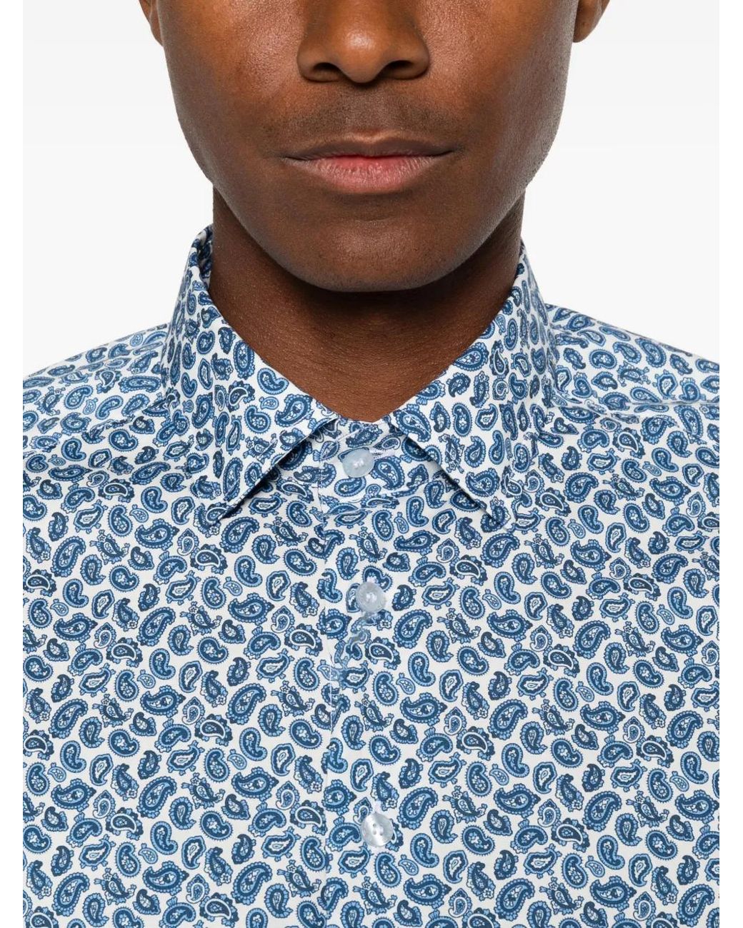 Etro Blue Paisley-Print Shirt for men
