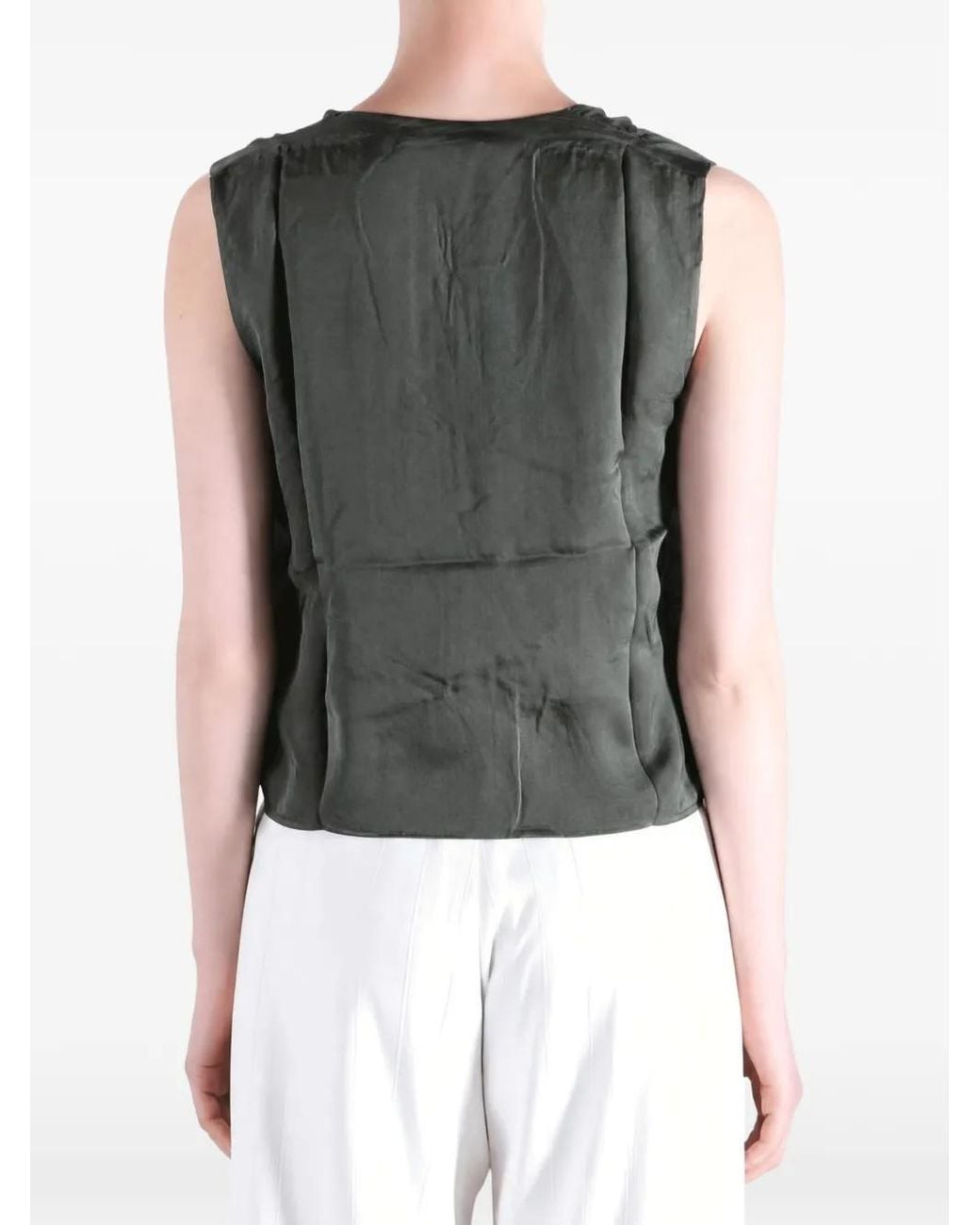 Paloma Wool Gray Varn Wrap-Style Silk Blouse