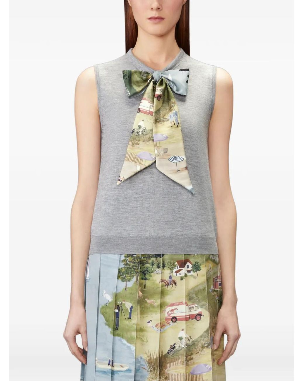 Thom Browne Gray Nantucket Scenic Cashmere Silk Shell Top