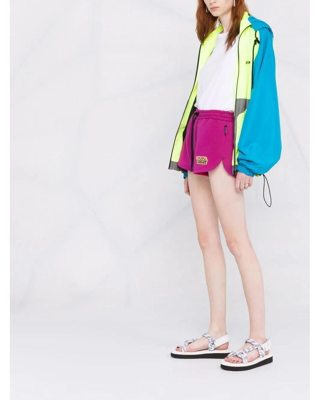 Versace Pink Logo-Patch Track Shorts