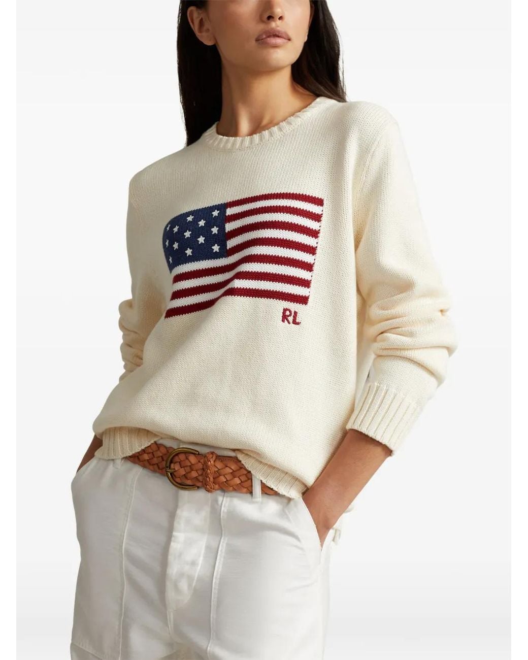 Polo Ralph Lauren White The Iconic Flag Jumper