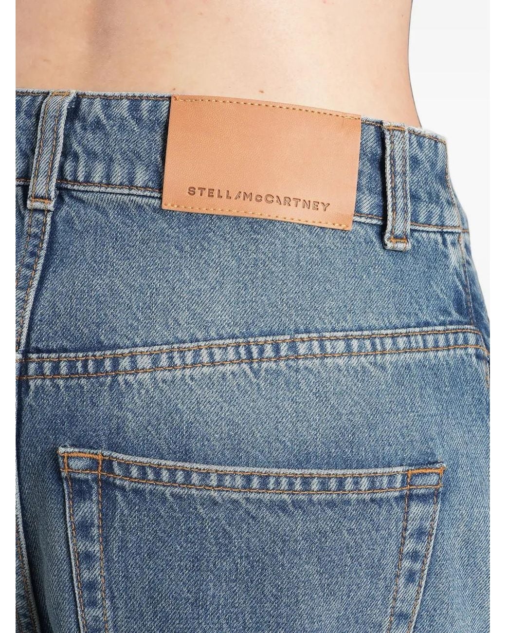 Stella McCartney Blue Zip-Detail Barrel-Leg Jeans