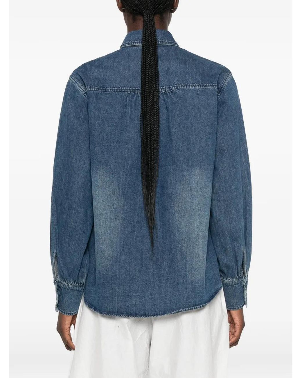 iBlues Blue Crystal-Embellished Denim Shirt