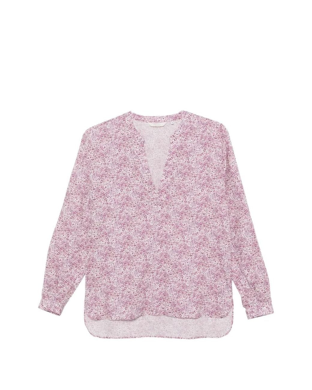 Xacus Pink Floral-Print Linen Blouse