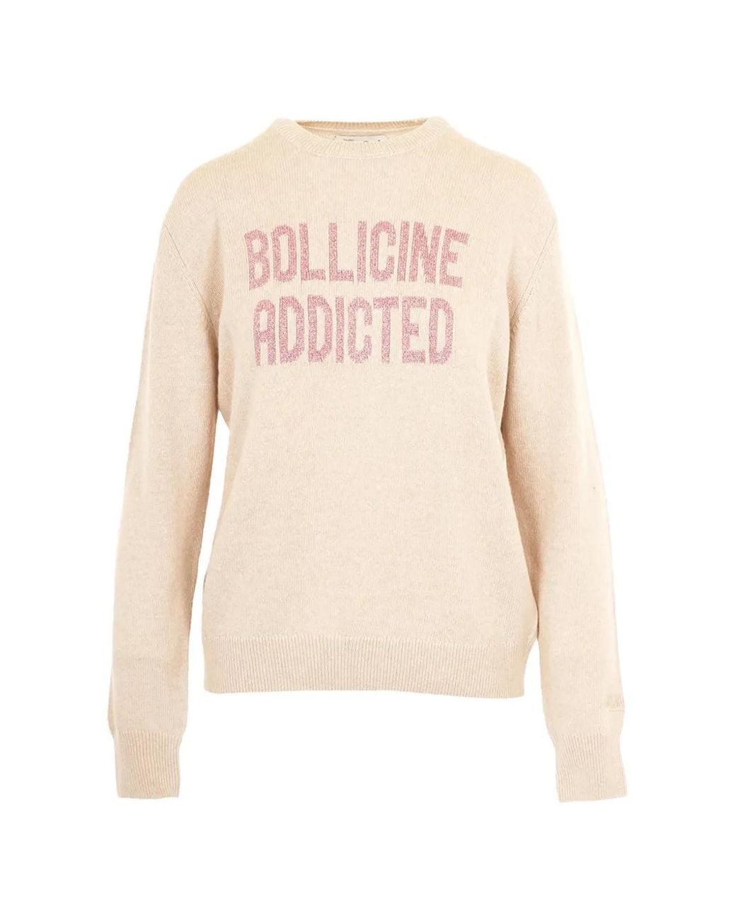 Mc2 Saint Barth White New Queen Crewneck Knit With Bollicine Addicted Lurex Embroidery