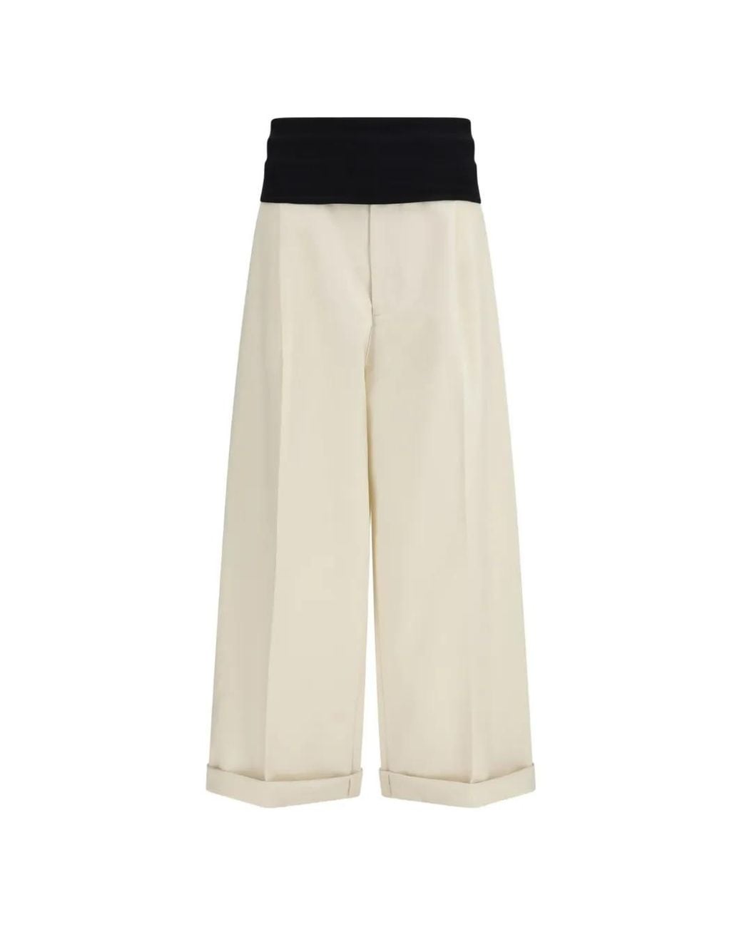 DARKPARK White Wendy Wide-Leg Pleated Turn-Up Trousers