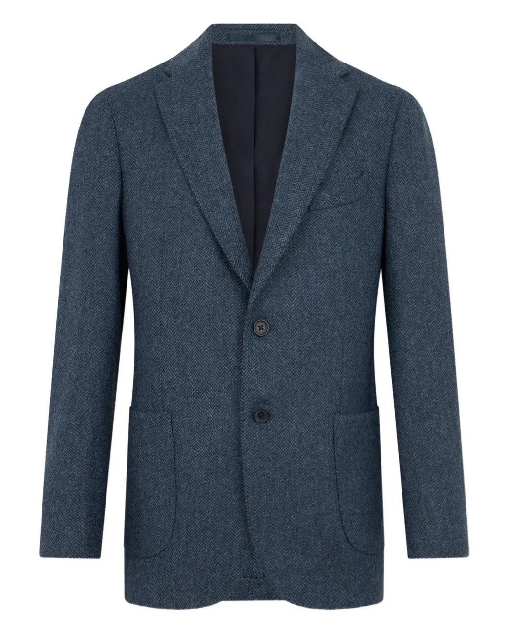 Brooks Brothers Blue Herringbone-Pattern Single-Breasted Blazer for men