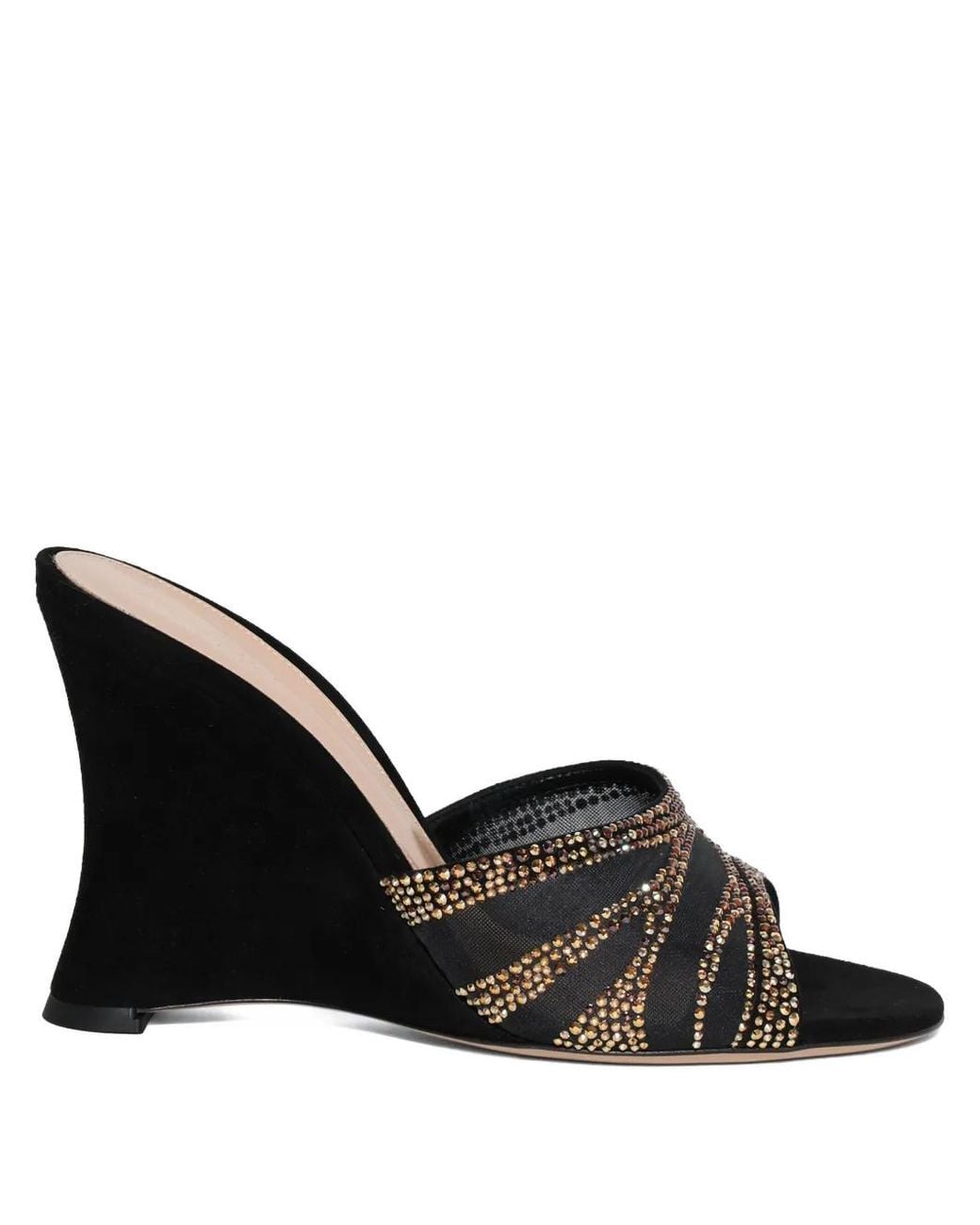 Gianvito Rossi Black 95Mm Camoscio Wedge Sandals