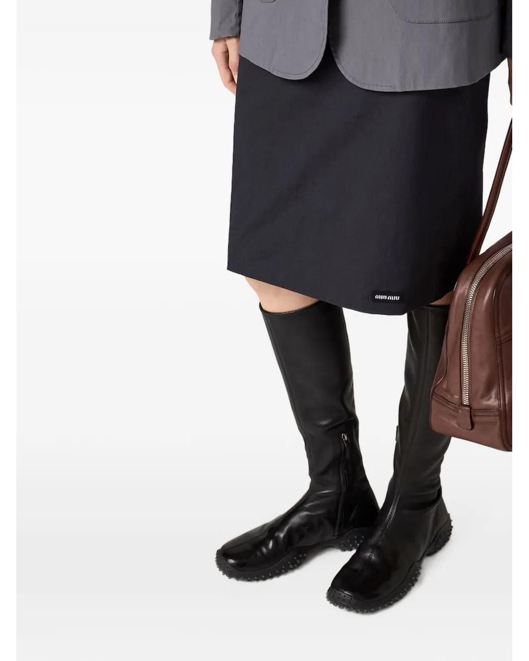 Miu Miu Blue Stretch Poplin Skirt
