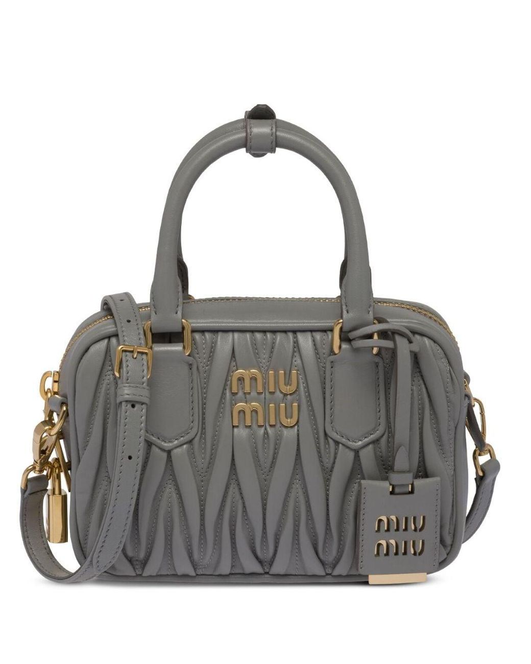 Miu Miu Mini-Tasche aus Leder in Grau | Lyst DE