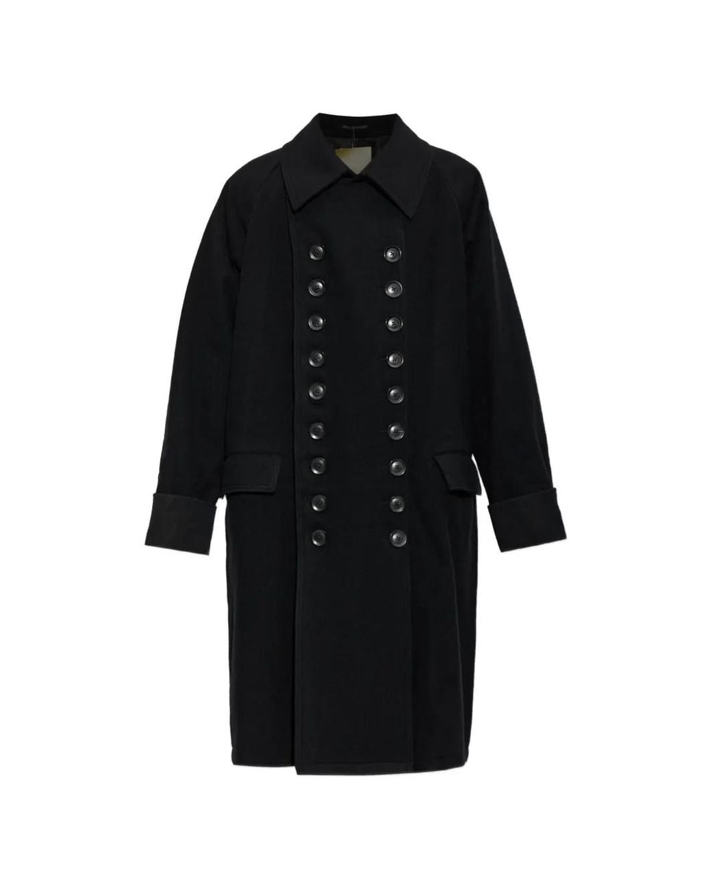 Yohji Yamamoto Black Manteau À Boutonnière Croisée for men