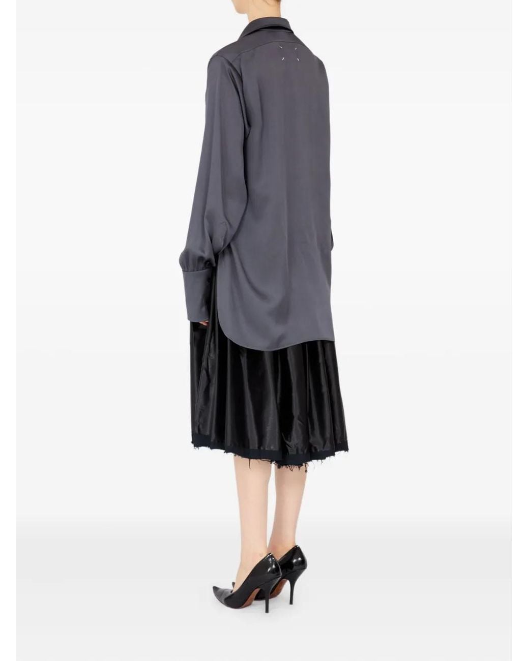 Maison Margiela Gray Long-Sleeved Satin Shirt